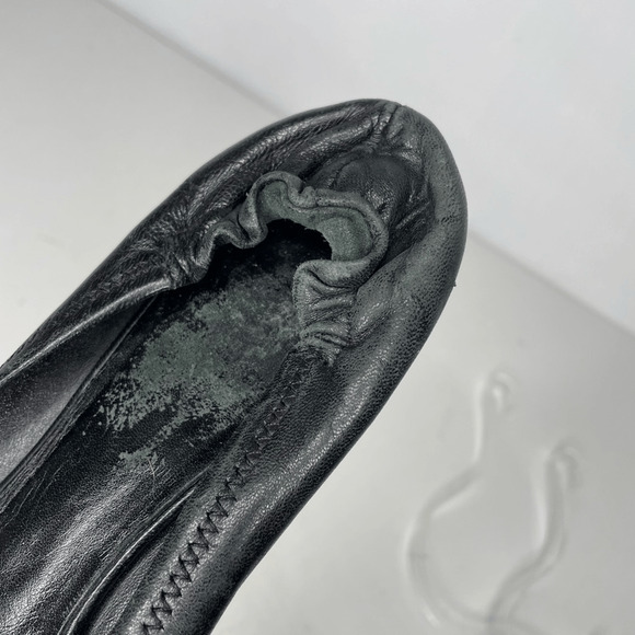 Tory Burch Reva Ballet Flat Black Nappa leather gold medallion logo womens 8 - Picture 8 of 9